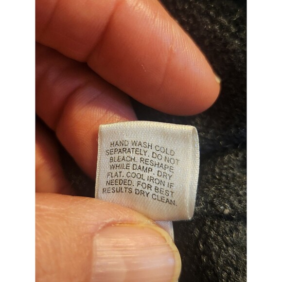 Express Medium Black & Gray V-Neck Striped Sweater Dress Pockets Wool Blend Y2K - Picture 7 of 11